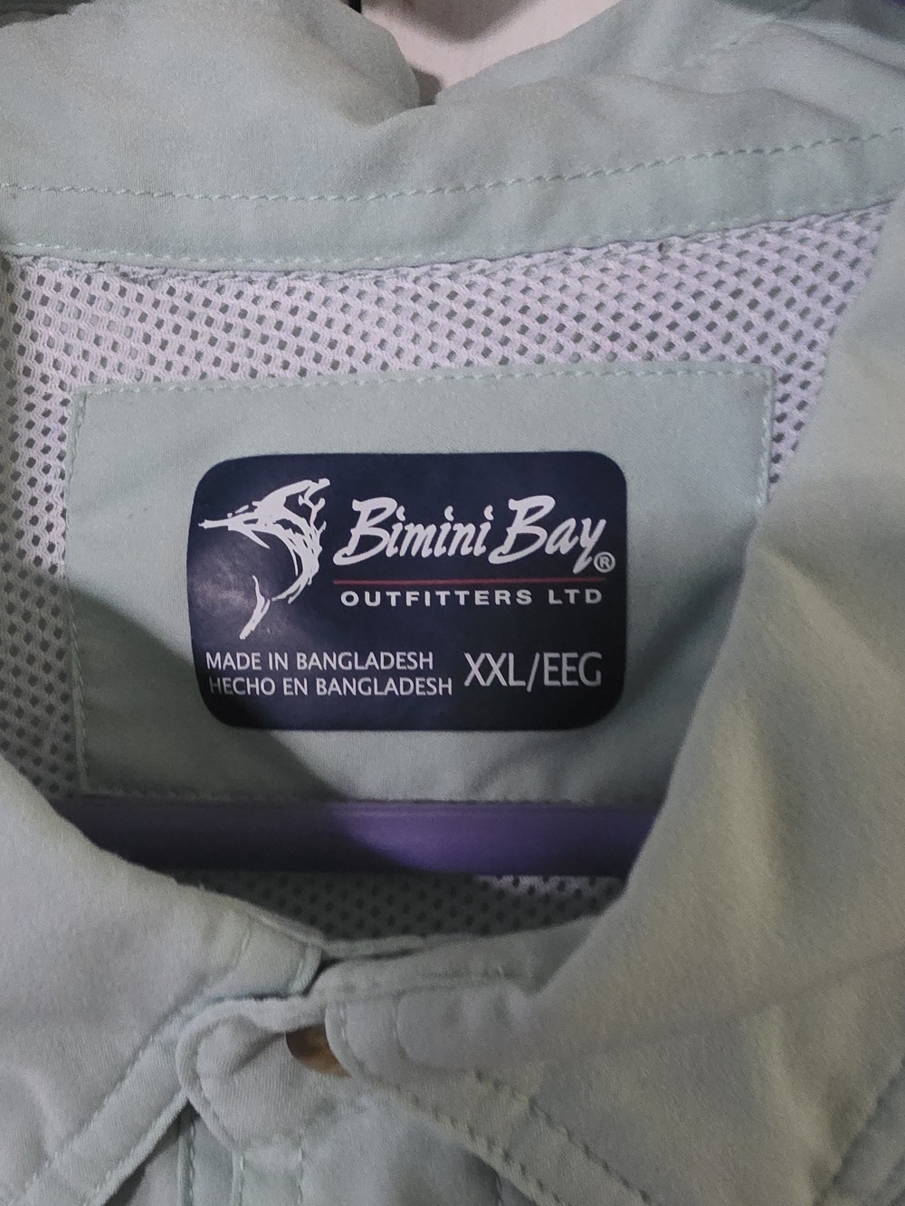 Bimini Bay Men's Fishing Shirt XXL Light Blue Breathable Pockets Polyester